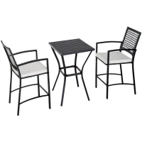 Outsunny 3pc Rattan Wicker Bistro Set, Outdoor Patio Bar Table and Chair Stool Garden Furniture(m-6)