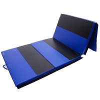 Soozier 6' x 4' x 2" PU Leather Folding Gymnastics / Martial Arts Mat - Blue / Black(m-1)