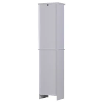 Open Box HomCom 67" Wood Free Standing Bathroom Linen Tower Storage Cabinet - White(m-10)