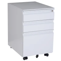 HomCom 24" Steel 3 Drawer Locking File Cabinet on Wheels - Grey(m-2)