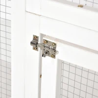 PawHut Outdoor Cat House Big Catio Wooden Feral Cat Shelter Enclosure with Large Spacious Interior, 6 High Ledges, Weather Protection Asphalt Roof, 71" L, White(m-10)