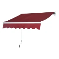 Outsunny 78" Manual Retractable Door & Window Awning - Wine Red(m-6)