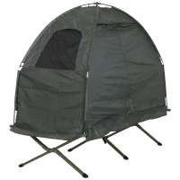 Outsunny Portable 1 Person Raised Camping Tent Cot Combination for Fishing and Hunting - Green(m-6)