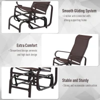 Outsunny Patio Glider Swing Chair, Outdoor Sling Fabric Seat Lounger, Porch Rocker for Relaxing in Garden, Backyard, Poolside(m-7)