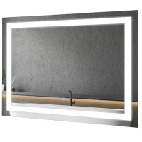 HomCom Touch Activated 2.5" Illuminated Bathroom Vertical Wall Mirror Outline LED Light - Silver(m-11)