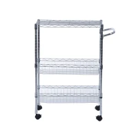 HomCom 24" Portable Rolling Trolley Kitchen Cart with Wire Basket(m-2)