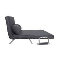 HomCom Full Size Folding 5 Position Steel Convertible Sleeper Bed Chair - Dark Grey(m-6)