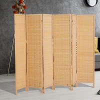 HomCom 6' 6-Panel Bamboo Screen Freestanding Room Divider(m-2)