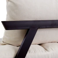 HomCom Click Clack Couch Convertible Sleeper Sofa Bed Futon Linen Fabric - Beige(m-8)