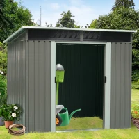 Outsunny 4' x 8' Steel Outdoor Garden Storage Shed Yard Tool House(m-1)