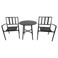 Outsunny Metal 3 Piece Outdoor Patio Round Bistro Table Dining Set - Black(m-6)