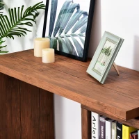 HOMCOM 75" 360 Degree Rotating Corner Computer Desk Modern L-Shaped Home Office Workstation with 2 Storage Shelves, Bookshelf, Walnut Brown(m-6)