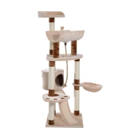 PawHut 57” Sisal Cat Scratcher Tree Tower Interactive Cat Toy With Perches, Cave, Ramp(m-1)