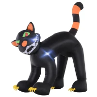 HOMCOM 10’ Lighted Inflatable Outdoor Halloween Yard Decoration - Animated Black Cat(m-1)