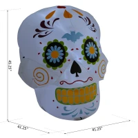 HomCom 4' LED Outdoor Halloween Inflatable Decoration - Day of the Dead Sugar Skull(m-3)