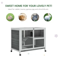 PawHut Outdoor Rabbit Enclosure Solid Wood Pet House with a Main Room for Sleeping and a Cage Area for Playing - Indoor/Outdoor(m-4)