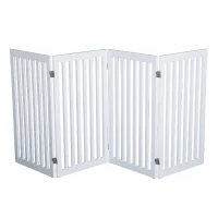 PawHut 36" x 80" Wooden Freestanding 4 Panel Expandable Pet Gate - White(m-5)