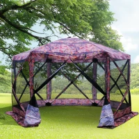 Outsunny Outsunny 12" x 12" 6-Sided Pop Up Portable Hexagonal Hub Gazebo Flower Pattern - Flower Pattern(m-9)