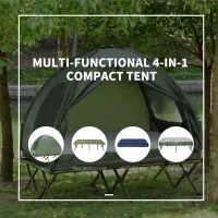 Outsunny Portable XL Size Raised Camping Tent Cot Combination for Fishing and Hunting - Green(m-4)