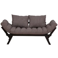 HOMCOM Click Clack Couch Convertible Futon Sleeper Sofa Bed - Modern - Linen Fabric  61" L  Dark Grey(m-1)