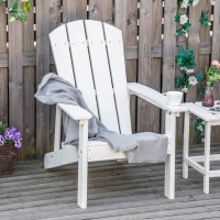 Outsunny Adirondack Chair, HDPE Fire Pit Chair, Weather Resistant Outdoor Chair for Patio, Garden, Backyard, Lawn, White(m-2)