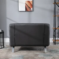 HomCom Twin Size Convertible Sleeper Bed Lounger Chair Faux Suede Microfiber Slip Cover - Gray(m-12)