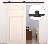 HomCom 6' Modern Interior Sliding Barn Door Hardware Kit - Black Carbon Steel(m-7)