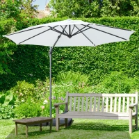Outsunny 10' Hanging Tilt Offset Cantilever Patio Umbrella with 6-Level Adjustable Angle, Base Stand, UV Fighting Canopy, & 360° Rotation, Cream White(m-2)