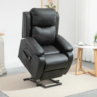 HOMCOM Living Room Power Lift Chair, PU Leather Electric Recliner Sofa Chair for Elderly with Remote Control, 3 Positions, Side Pockets, Extended Footrest, Black(m-9)