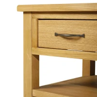 HomCom Solid Oak Frame Rectangle Coffee Table with Drawer and Lower Storage Shelf(m-6)