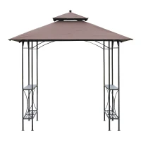 Outsunny 8' Outdoor Patio Double-Tier BBQ Grill Canopy Tent with Two Table Surfaces(m-5)