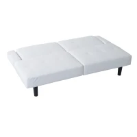 HomCom 73" Convertible PU Leather Sofa Futon - White(m-9)