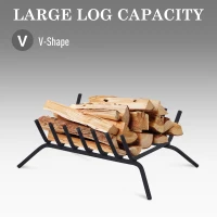 Outsunny Firewood Log Grate for Indoor Wood Burning Fireplace  Steel  7-Bar  21" L(m-5)