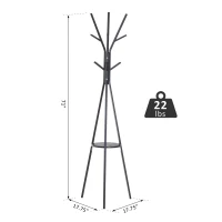 HOMCOM 71" Metal Freestanding Modern Tree Branch Coat Rack - Black(m-3)