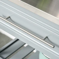 HomCom Wood Stainless Steel Portable Kitchen Island Cart on Wheels - Gray(m-9)