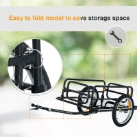 Aosom Camping Cart Outdoor Wanderer Folding Bicycle Storage Cart Cargo and Luggage Trailer with Hitch - Black(m-8)