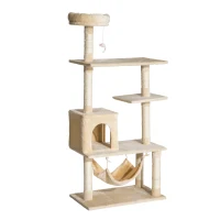 Pawhut 60” Multi-Scratcher Scratching Post Cat Tree – Beige(m-1)