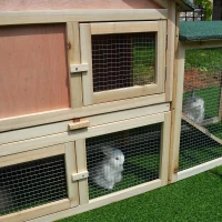 PawHut 83" Wooden Two Story Outdoor Deluxe XL Rabbit Bunny House Hutch Pet Cage(m-10)