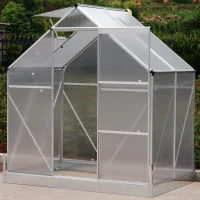 Outsunny Aluminum 4.25' L x 6.25'W x 7.2'H Polycarbonate Portable Walk-In Garden Greenhouse(m-4)