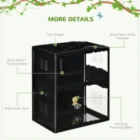 PawHut Reptile Glass Terrarium Tank, Breeding Box with Screen Ventilation, Lamp Holders, Hanging Basin for Lizards, Chameleon, Tortoise, 23.5" x 16" x 28"(m-8)