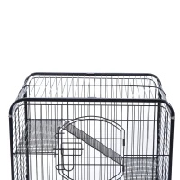 PawHut 37" Mesh 4 Level Portable Indoor Small Animal Pet Habitat Cage Kit - Black(m-4)