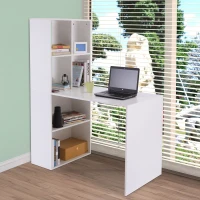 Vinsetto 57" Modern Space Saving Home Office Work Table Computer Desk and Bookcase Combo - White(m-6)