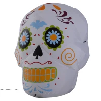 HomCom 4' LED Outdoor Halloween Inflatable Decoration - Day of the Dead Sugar Skull(m-7)
