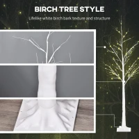 Outsunny 6' Lighted Birch Tree Set of 2, 88 Warm LED Lights, 8 Modes, Bendable Fairy Light Branches, Indoor Outdoor Home Decorations for Wedding, Christmas, Party(m-4)