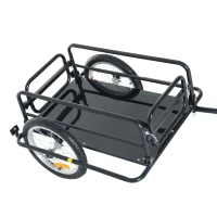 Aosom Bicycle Wagon Garden Wanderer Folding Bicycle Storage Cart Cargo and Luggage Trailer with Hitch - Black(m-6)