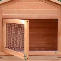 PawHut 2-Story Wooden Rabbit Hutch, Large Pet House with Ramps & Lockable Doors(m-7)