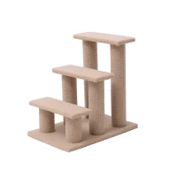 PawHut 24" 3 Step Cat Scratching Post Bed Pet Step Stool(m-1)