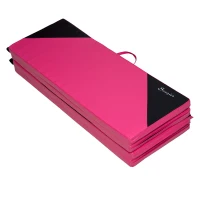 Soozier 6' x 4' x 2" PU Leather Folding Gymnastics / Martial Arts Mat - Pink / Black(m-5)