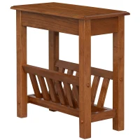 HomCom Modern 2-Tier Acacia Wood End Table Side Desk with Cup Holder and  Lower Shelf - Dark Oak(m-3)