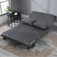 HomCom Twin Size Convertible Sleeper Bed Lounger Chair Faux Suede Microfiber Slip Cover - Gray(m-10)